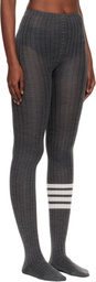 Thom Browne Gray Opaque Rib 4-Bar Tights
