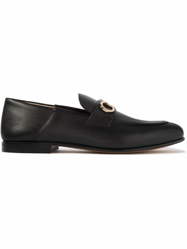 Photo: FERRAGAMO - Embellished Collapsible-Heel Leather Loafers - Black