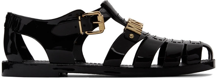 Photo: Moschino Black Lettering Logo Jelly Sandals