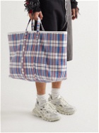 Balenciaga - Barbes Embossed Checked Leather Tote Bag