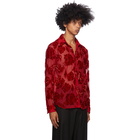 Dries Van Noten Red Silk Floral Shirt