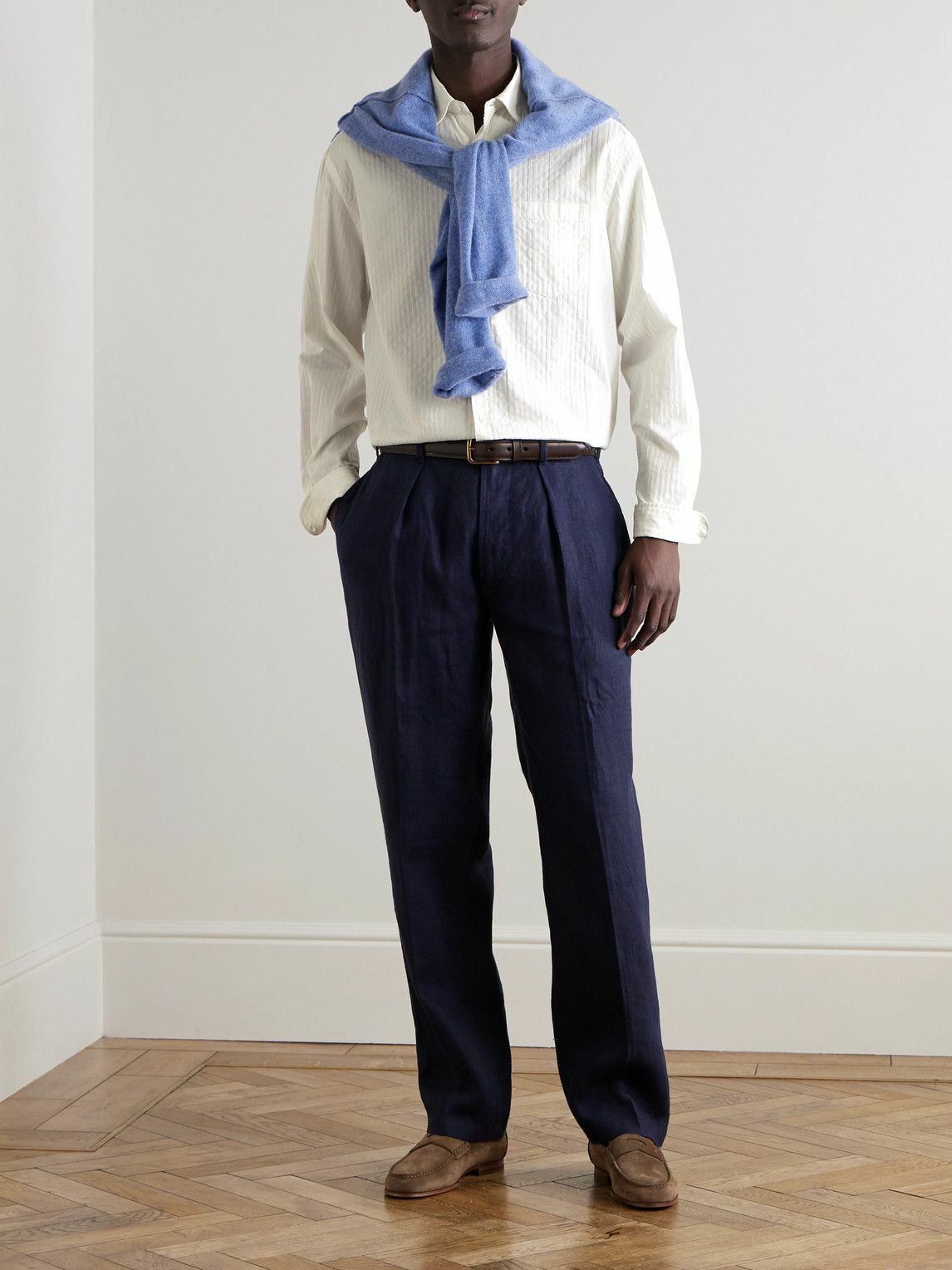 Dunhill - Striped Cotton-Jacquard Shirt - White