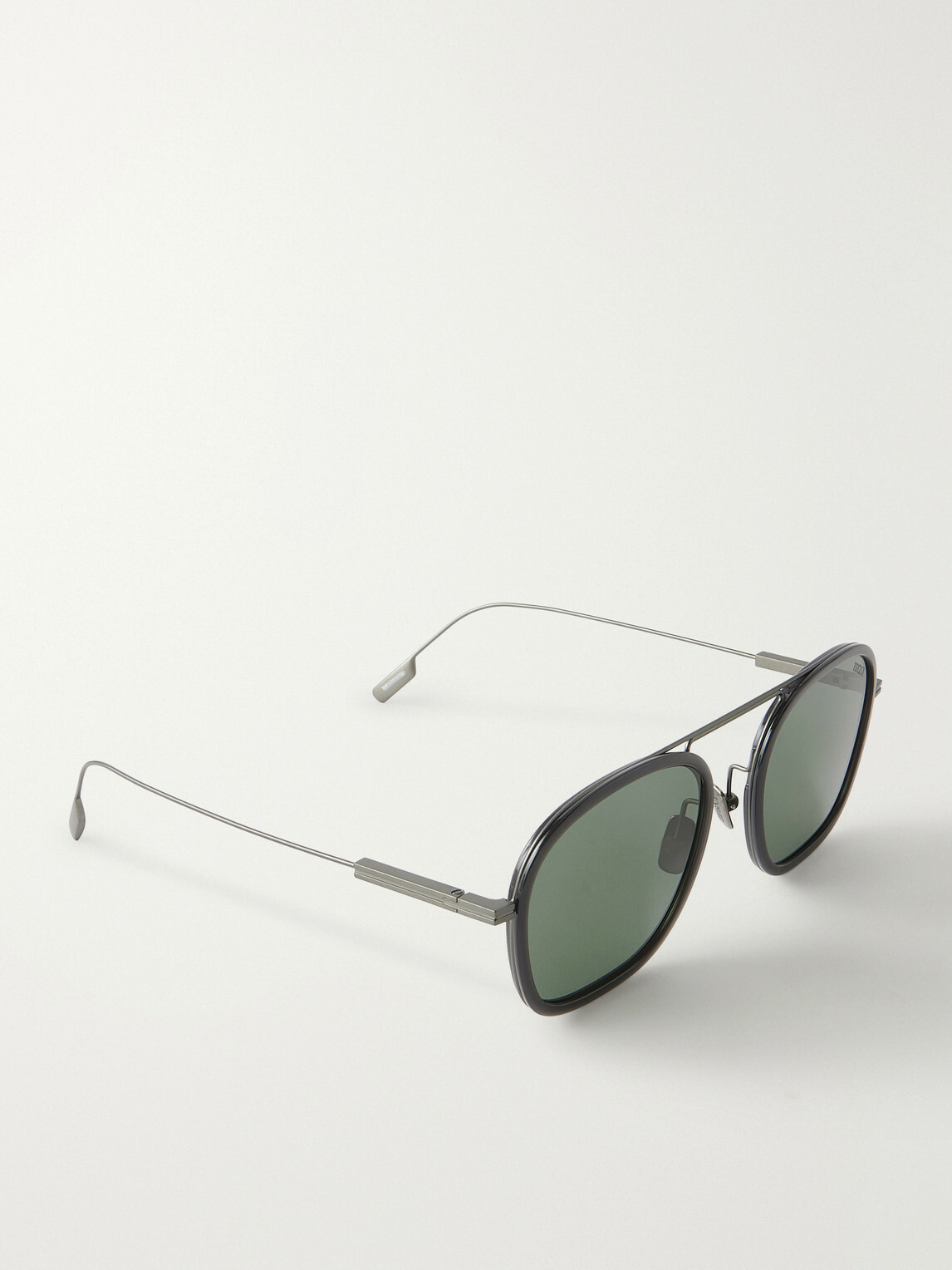 Zegna - Geometric Roun-Frame Titanium Sunglasses