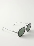 Zegna - Geometric Roun-Frame Titanium Sunglasses