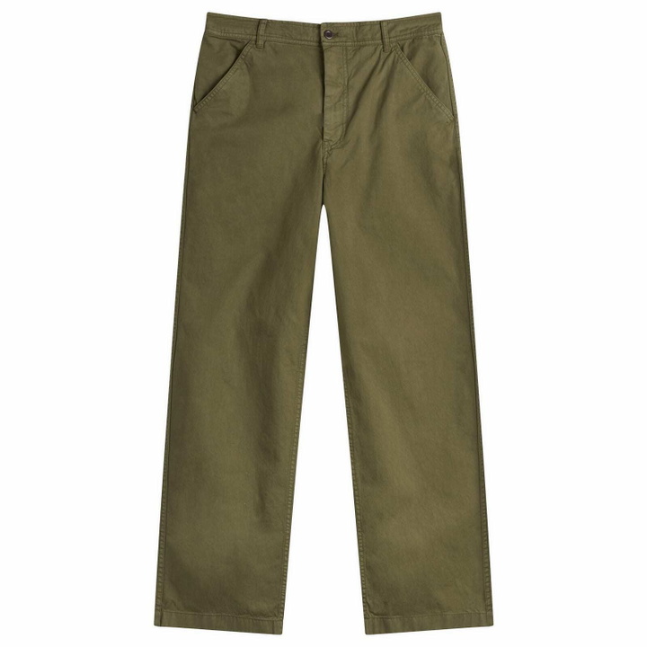 Photo: Norse Projects Men's Kvitfjell Relaxed Cotton Twill Pants in Olive Night