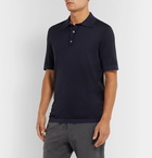 Dunhill - Herringbone-Knit Mulberry Silk Polo Shirt - Navy