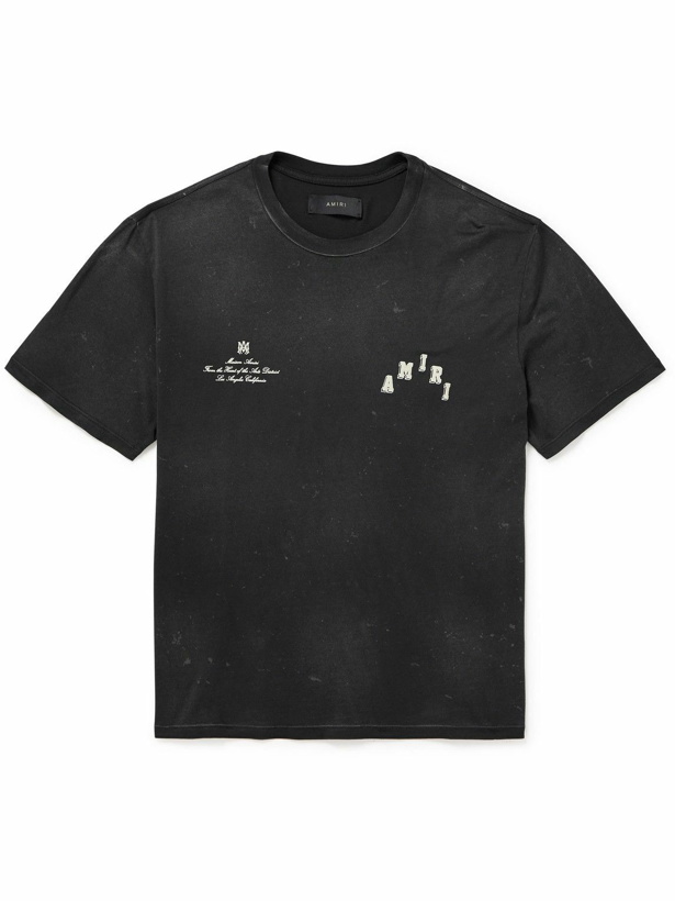 Photo: AMIRI - Logo-Print Distressed Cotton-Jersey T-Shirt - Black