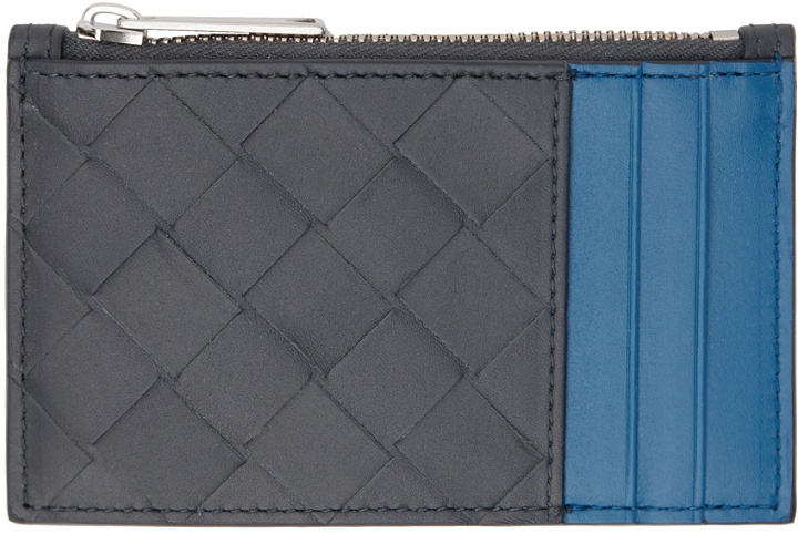 Photo: Bottega Veneta Gray & Blue Intrecciato Zippered Card Holder