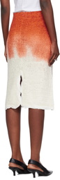 Bottega Veneta Orange & White Over Dye Knit Midi Skirt