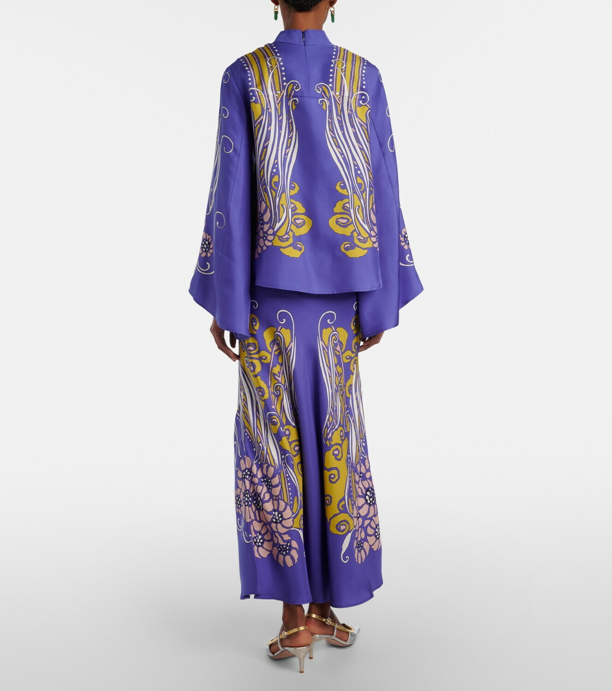 La DoubleJ Sleek printed silk satin maxi skirt
