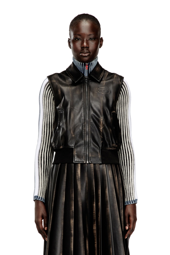 Photo: Diesel Bomber vest with distressed effect - Jackets Womens in Brown
