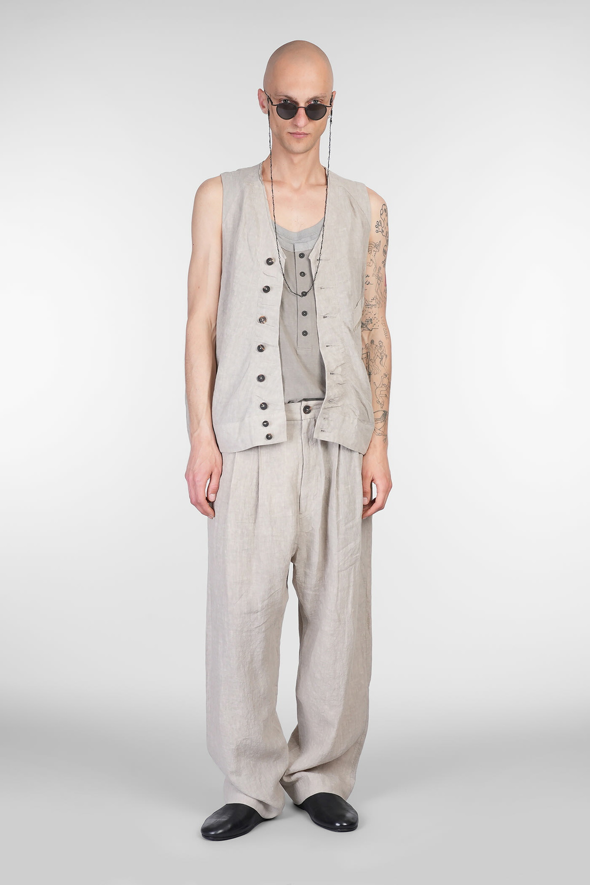 Ziggy Chen Pants In Beige Linen