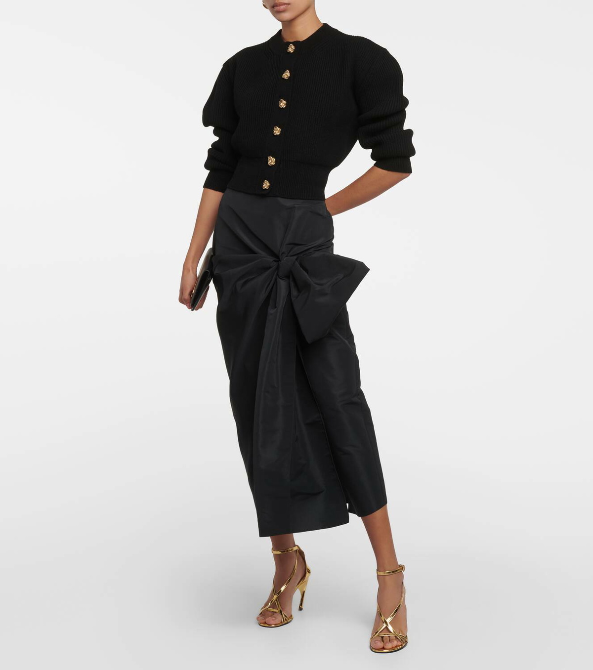 スカート ALEXANDER MCQUEEN COTTON MIDI SKIRT Alexander Mcqueen High-Waisted Full Midi Skirt - Black