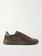 J.M. Weston - On Time Suede-Trimmed Leather Sneakers - Brown