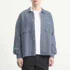 Folk Men's Patch Overshirt in Blue Basketweave