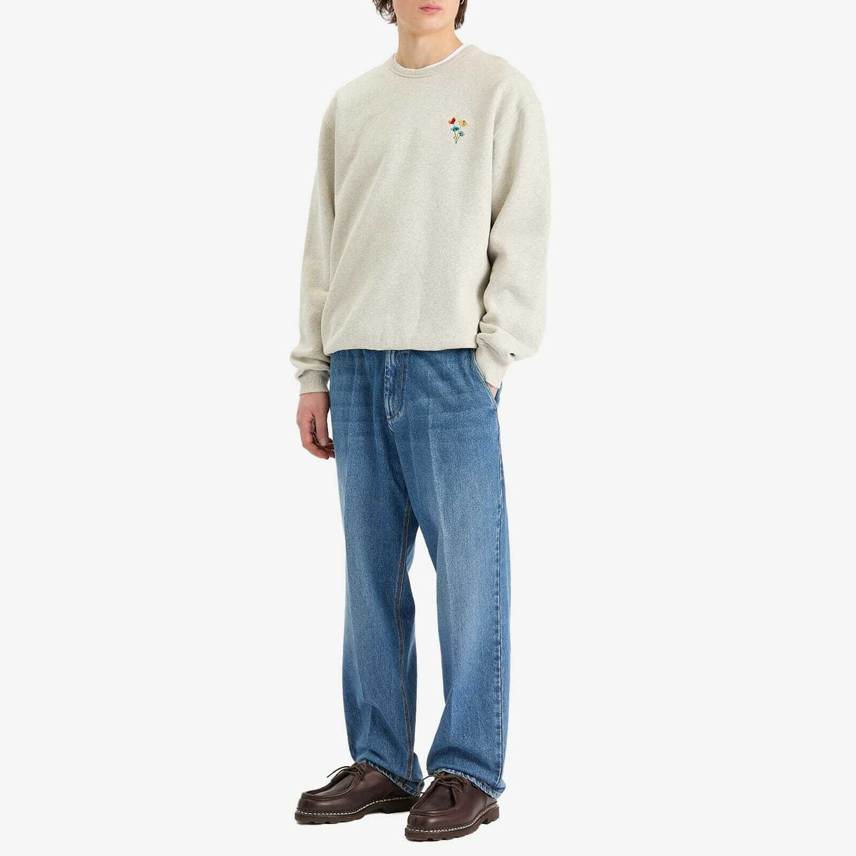 Foret Men's Noon Element Crew Sweatshirt in Snow Melange