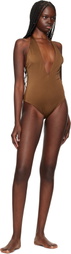 Versace Underwear Brown Tex Rodi Modulo Spilla Swimsuit
