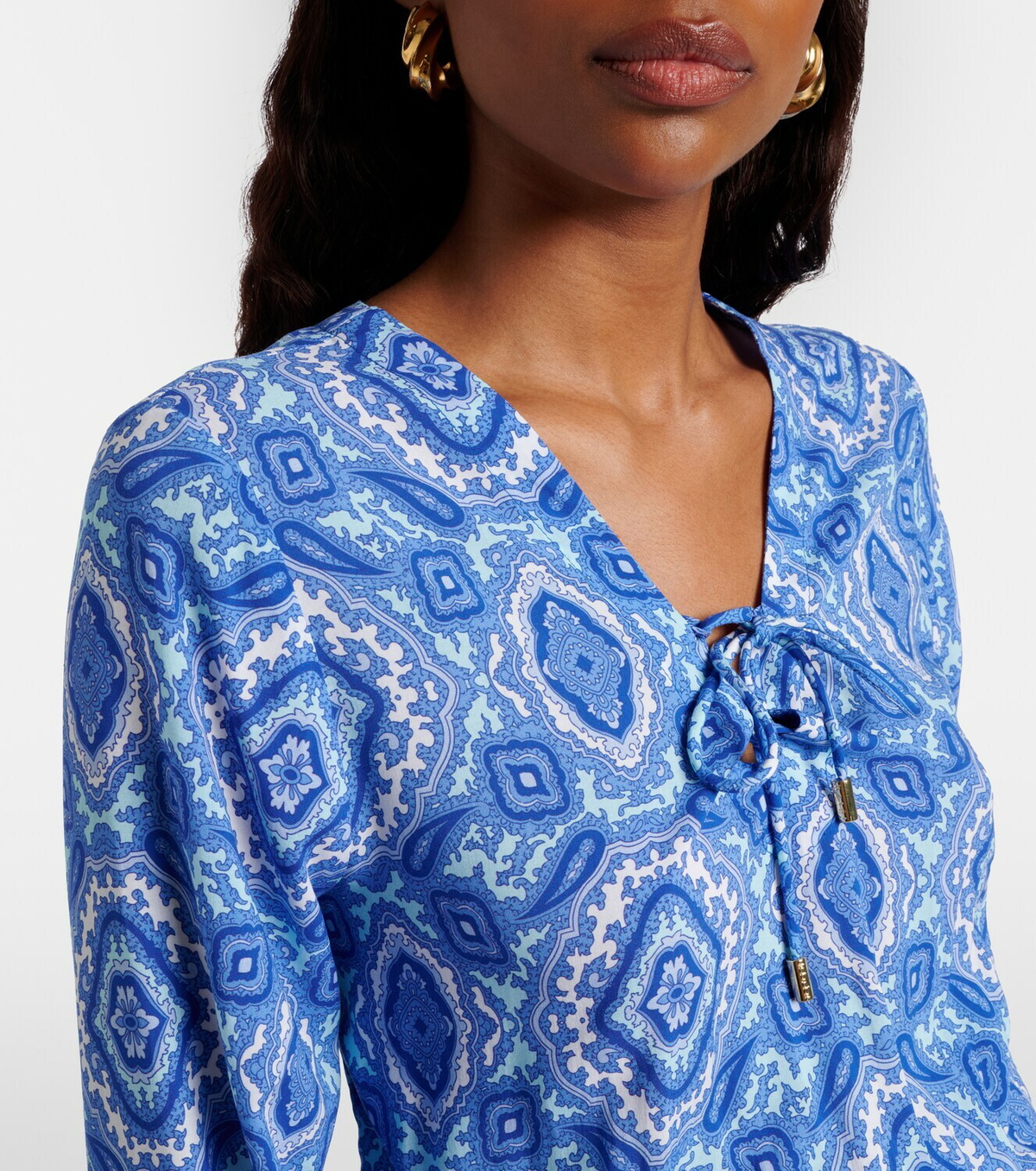 Heidi Klein Mykonos printed smocked minidress