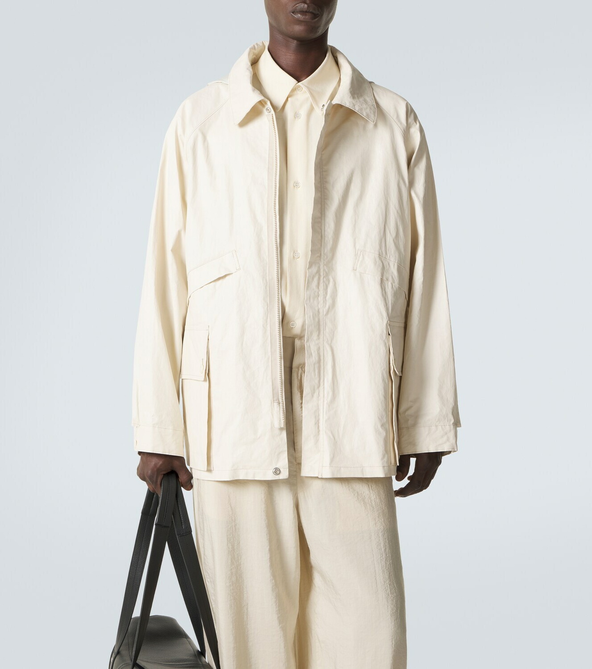 Lemaire Hooded coated linen-blend raincoat