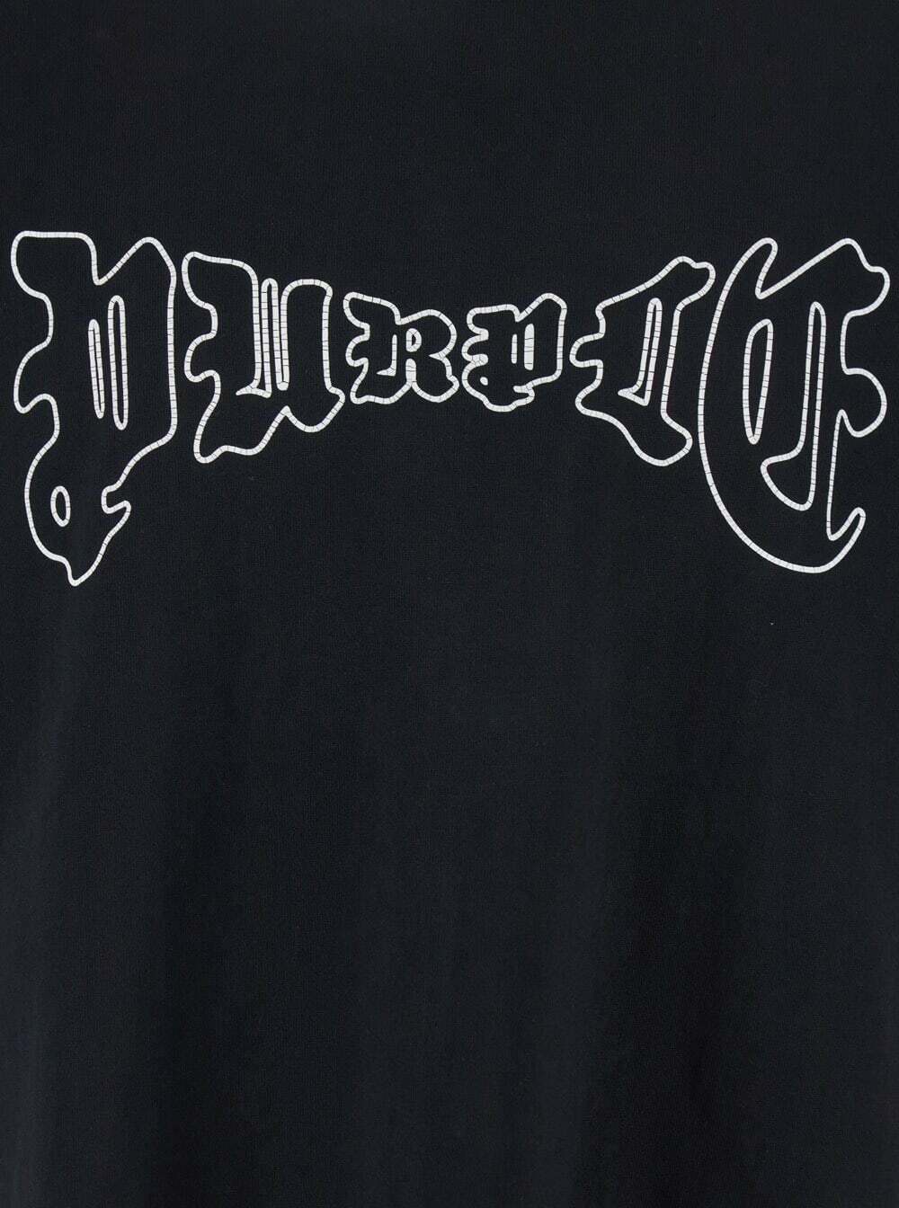 Purple Brand Black Crewneck T-shirt With Logo Print On The Front In Cotton Man
