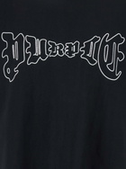 Purple Brand Black Crewneck T-shirt With Logo Print On The Front In Cotton Man