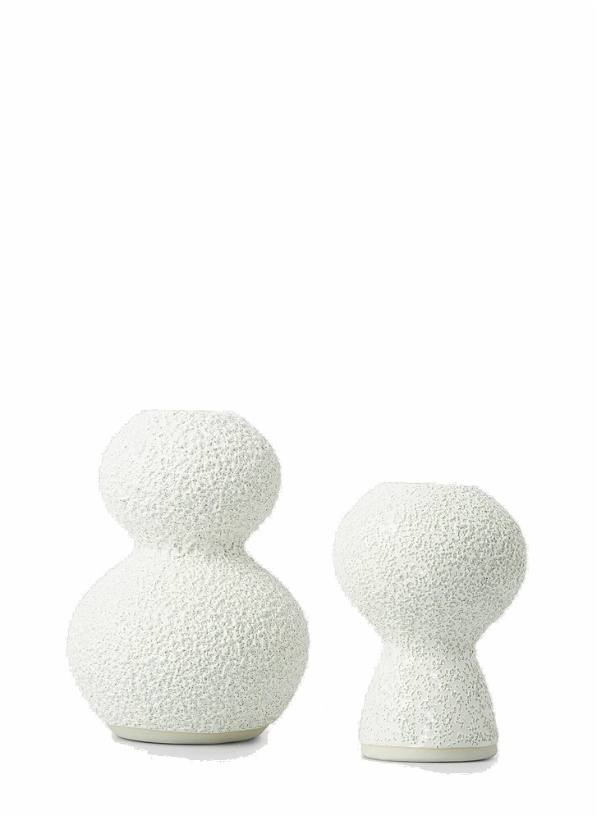 Photo: Set of Two Lava & Bone Candlestick Holders in White