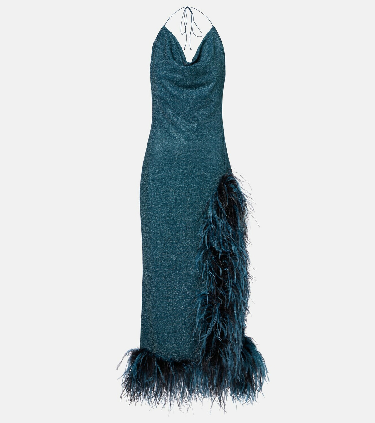 Oséree Lumière Plumage halterneck midi dress