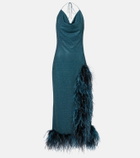 Oséree Lumière Plumage halterneck midi dress