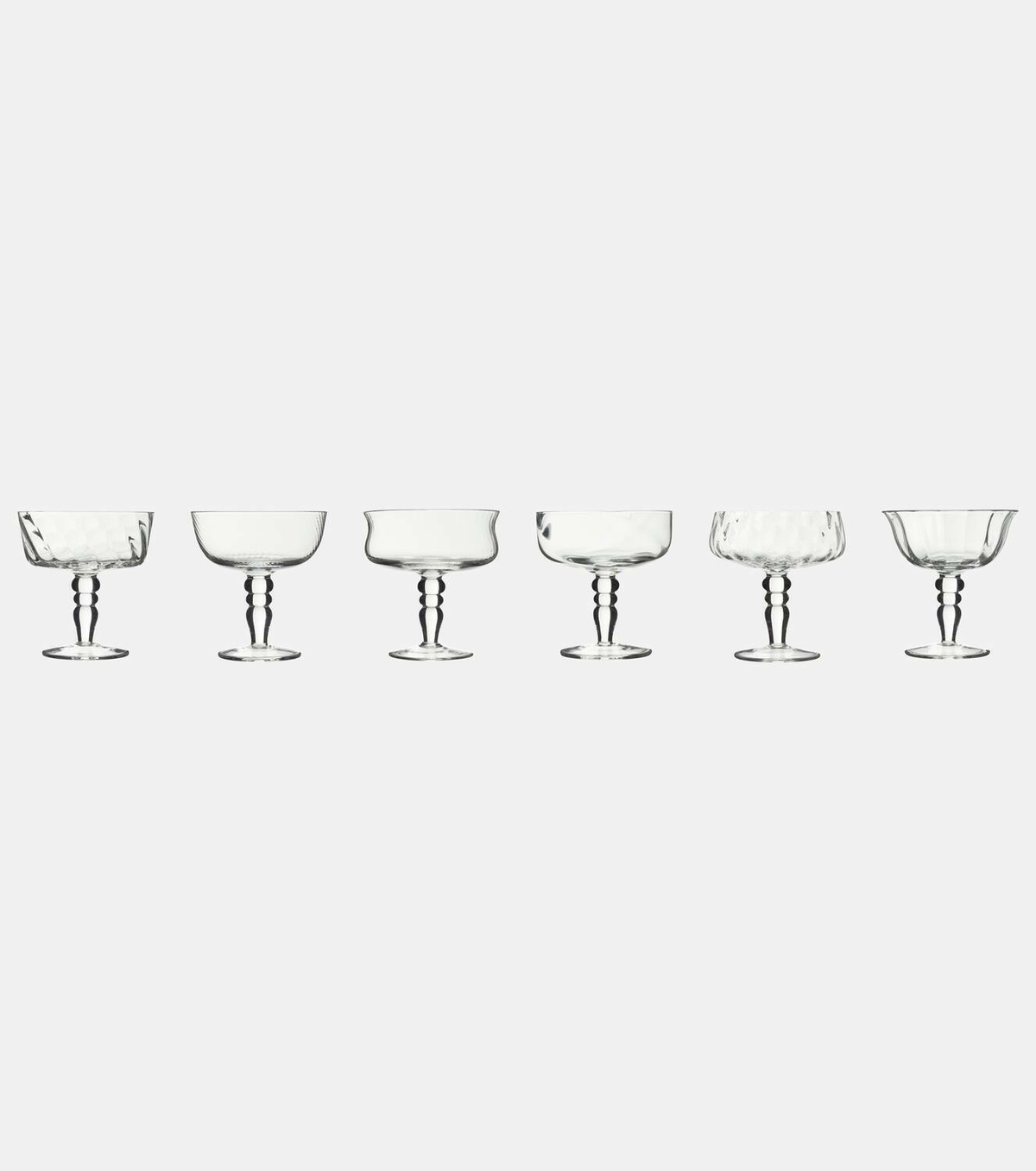 Bitossi Diseguale set of 6 champagne coupe glasses