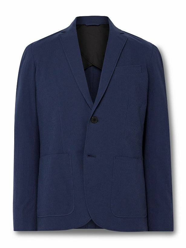 Photo: Club Monaco - Slim-Fit Unstructured Cotton-Blend Seersucker Blazer - Blue