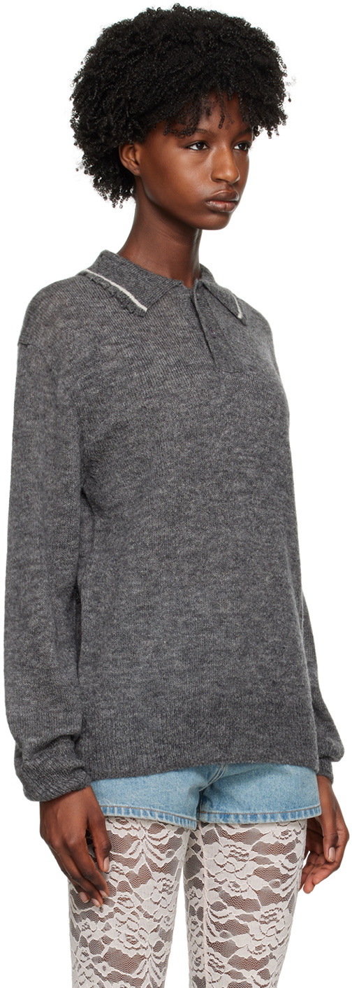 We11done Gray Frayed Polo