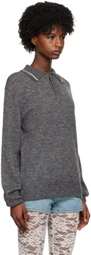 We11done Gray Frayed Polo