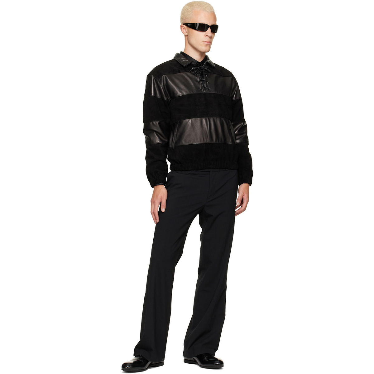 Ernest W. Baker Black Leather & Suede Sailor Jacket