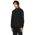 C.P. Company Black Diagonal Raised Fleece Zipped Sweatshirt