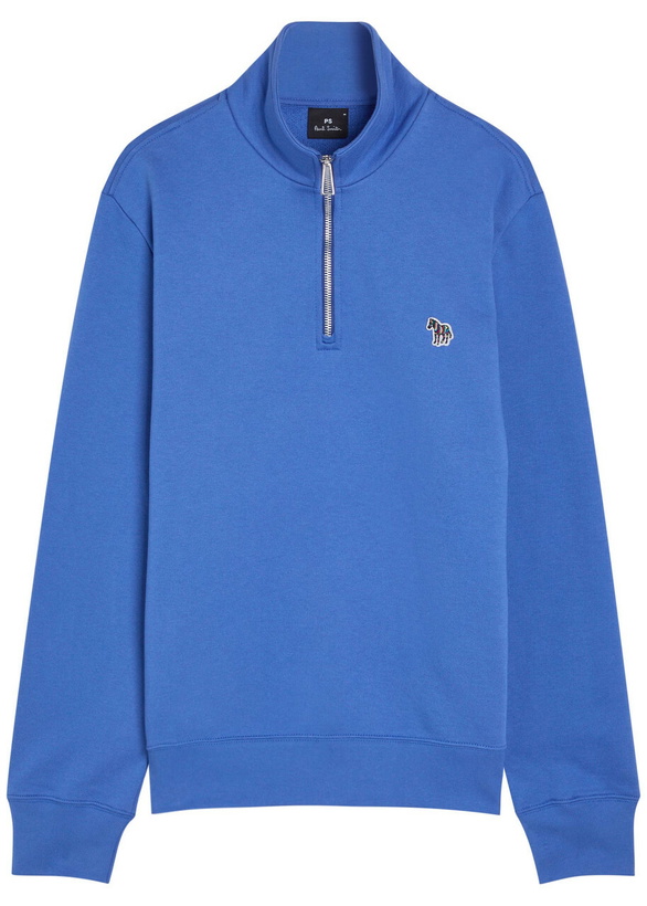 Photo: PS Paul Smith Appliquéd Half-zip Cotton Sweatshirt Blue
