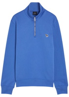 PS Paul Smith Appliquéd Half-zip Cotton Sweatshirt Blue