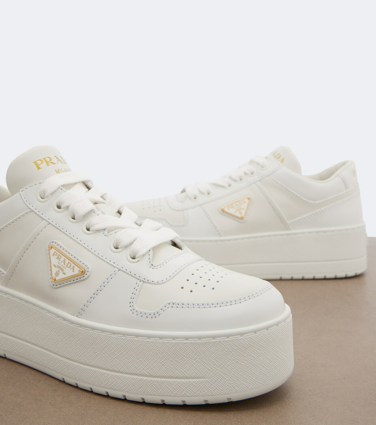 Prada Downtown Bold leather platform sneakers