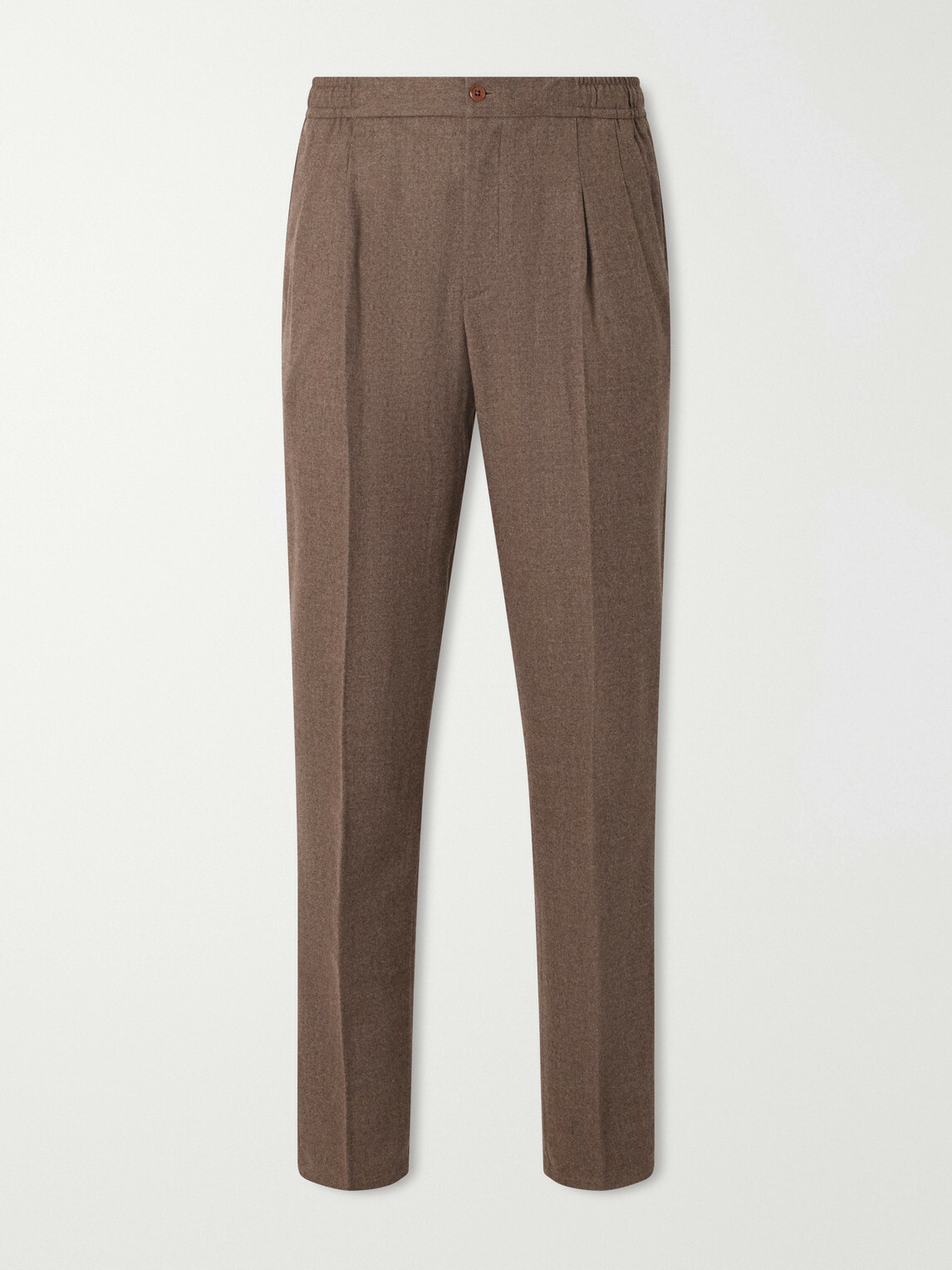 Rubinacci - Convertible Tapered Drawstring Virgin Wool-Flannel Trousers - Brown