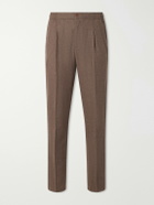 Rubinacci - Convertible Tapered Drawstring Virgin Wool-Flannel Trousers - Brown