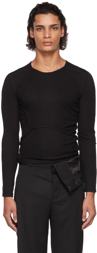 Photo: Dion Lee Black Y-Front Layered Long Sleeve T-Shirt