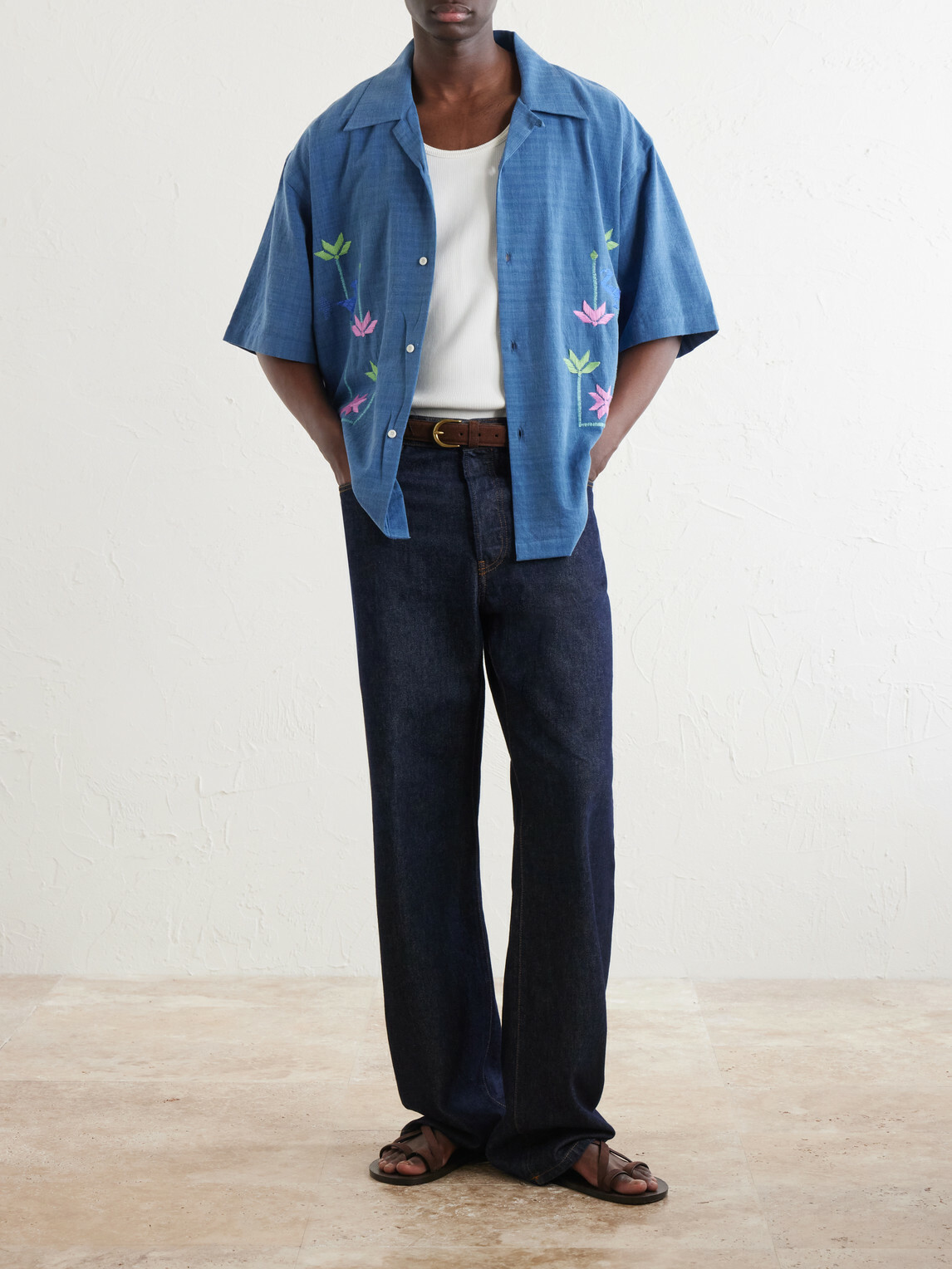 Kardo - Rohit Embroidered Cotton Shirt - Blue