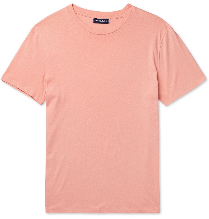 Photo: Frescobol Carioca - Slim-Fit Cotton and Linen-Blend T-Shirt - Pink