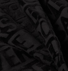 Versace - Printed Satin-Trimmed Logo-Jacquard Cotton-Terry Robe - Black