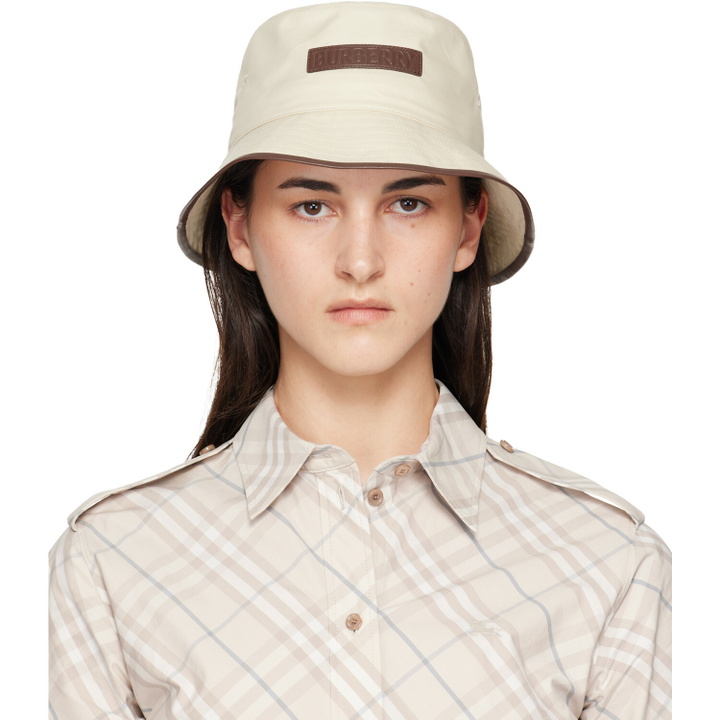 Photo: Burberry Off-White Logo Gabardine Bucket Hat