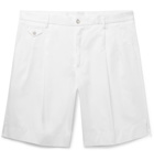 DOLCE & GABBANA - Pleated Stretch-Cotton Gabardine Bermuda Shorts - White