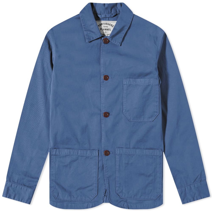 Photo: Portuguese Flannel Men's Labura Chore Jacket in Work Blue