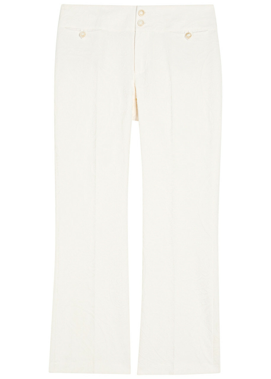 Etro Embroidered Slim-leg Trousers Ivory