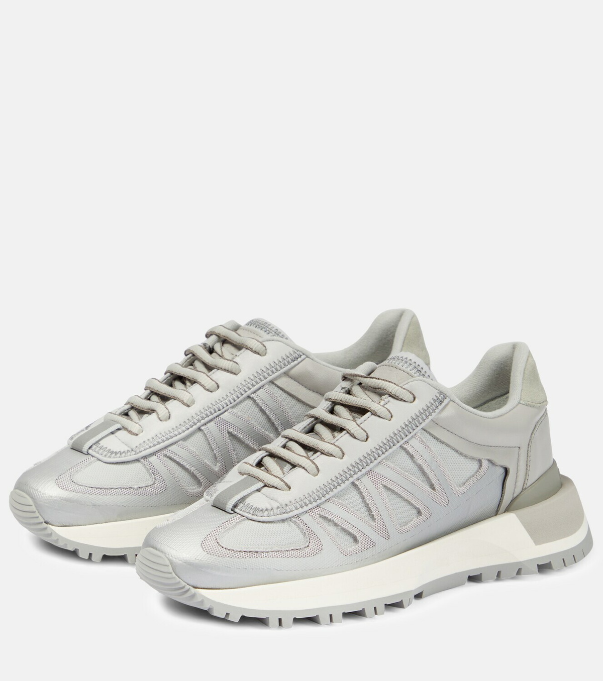Maison Margiela Leather-trimmed low-top sneakers