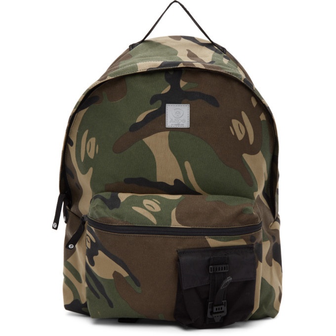 Photo: AAPE by A Bathing Ape Green and Beige Camo Backpack