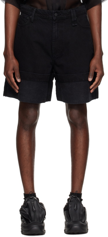Photo: Simone Rocha Black Wide Leg Puddle Denim Shorts